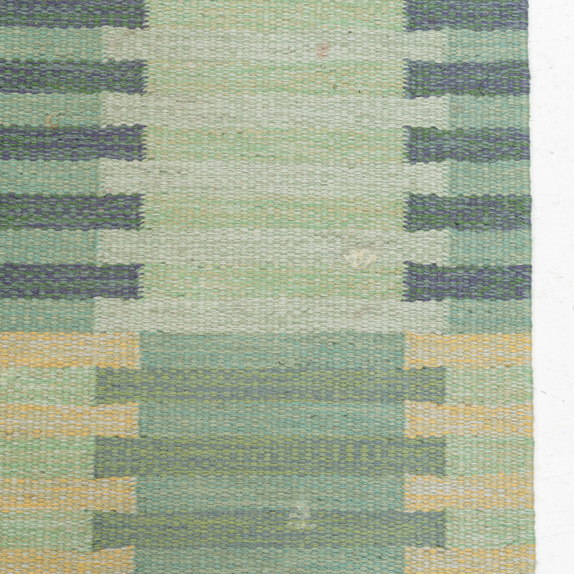 Carl Malmsten, a carpet, "Capella, grön". Flat weave. 301 x 194 cm. Signed CM.