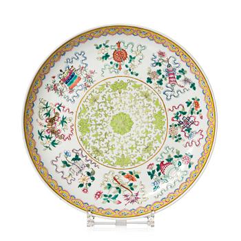 A large 'Eight Buddhist Emblems' dish, Qing dynasty, mark and period of Guangxu  (1875-1908).