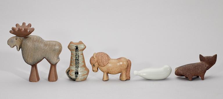 FIGURER, 5 st, stengods, Lisa Larson, Gustavsberg.