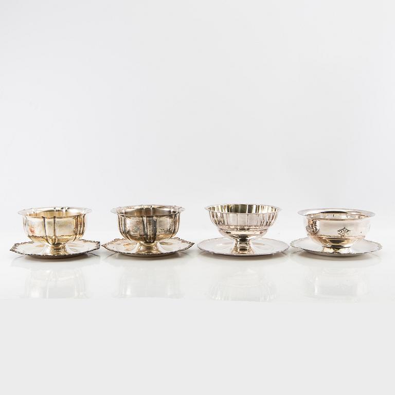 Sauce bowls 4 pcs, silver-plated, first half of the 20th century.