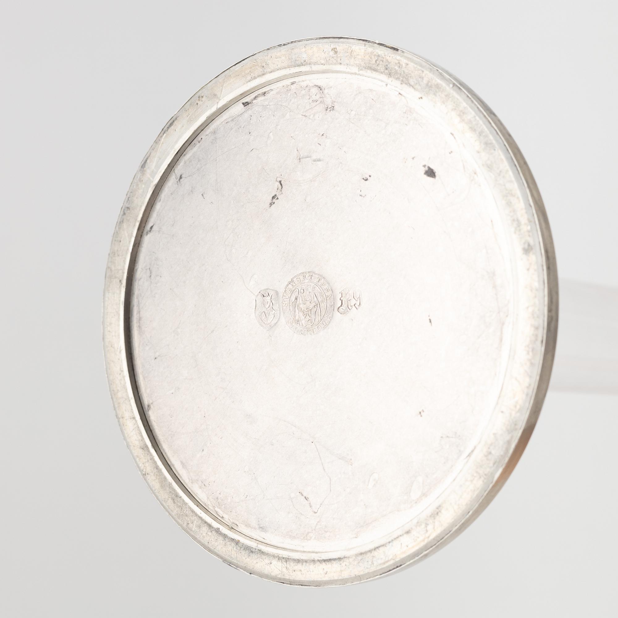 Josef Frank, a pair of pewter and plexi glass candlesticks, Firma Svenskt Tenn, Sweden 1960.