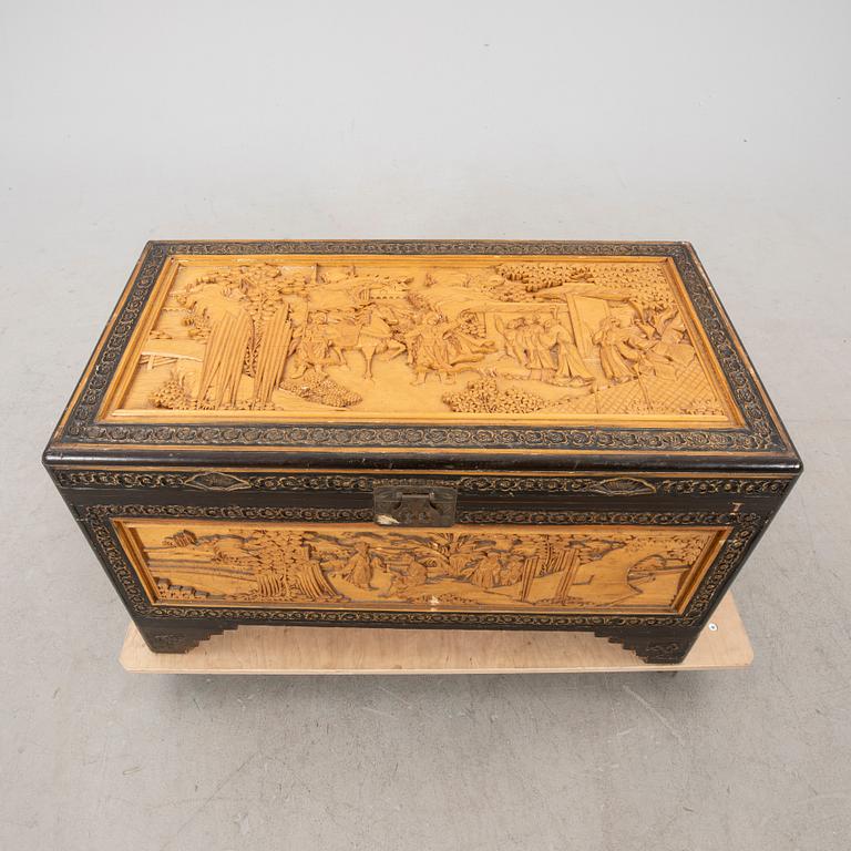 An Asian wooden coffin 20th century.