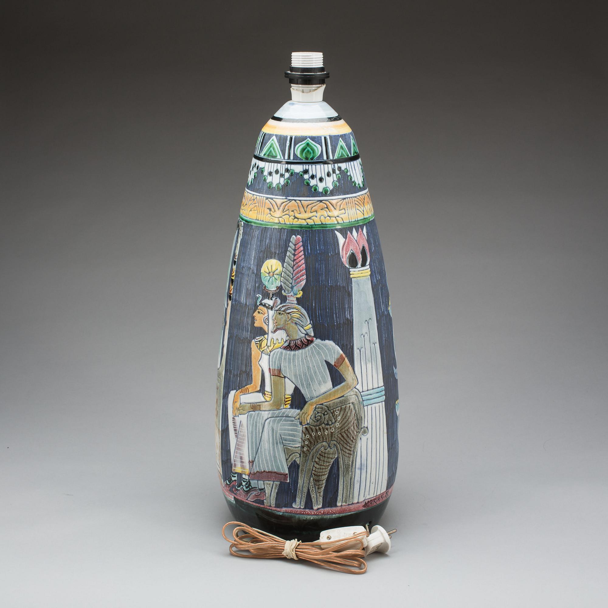 GOLVLAMPA, keramik, Marian Zawadzki, Tilgmans, signerad samt daterad -59. Skärm medföljer.