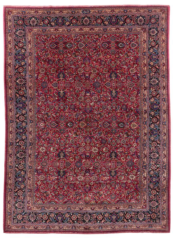 A semi-antique Mashad Saber carpet, north east Persia, ca 475 x 349 cm (including the flat weave).