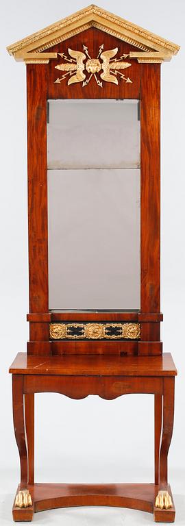 MIRROR AND CONSOLE TABLE, Axel Berg, Gothenburg, first half ot the 19th century.