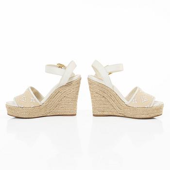Louis Vuitton, sandals, "Helios Wedge Espadrille", size 37.