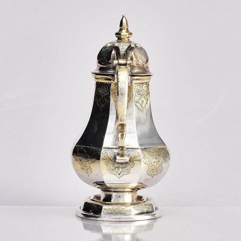 A parcel-gilt silver Chrismarium for holy oil, European probably early 18th century, no makers mark.