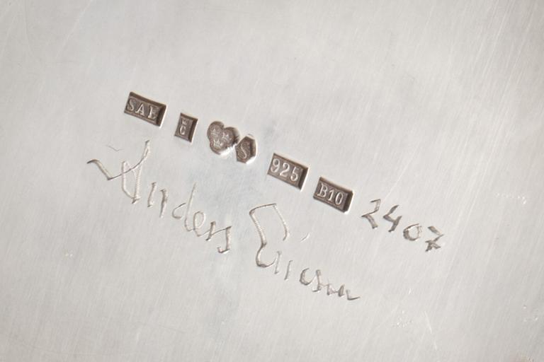 KANNA samt SKÅL, sterlingsilver. Anders Ericsson, Kristianstad, 1976. Vikt ca.