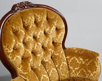 FÅTÖLJER, ett par, nyrokoko-stil, omkring 1900-talets mitt.