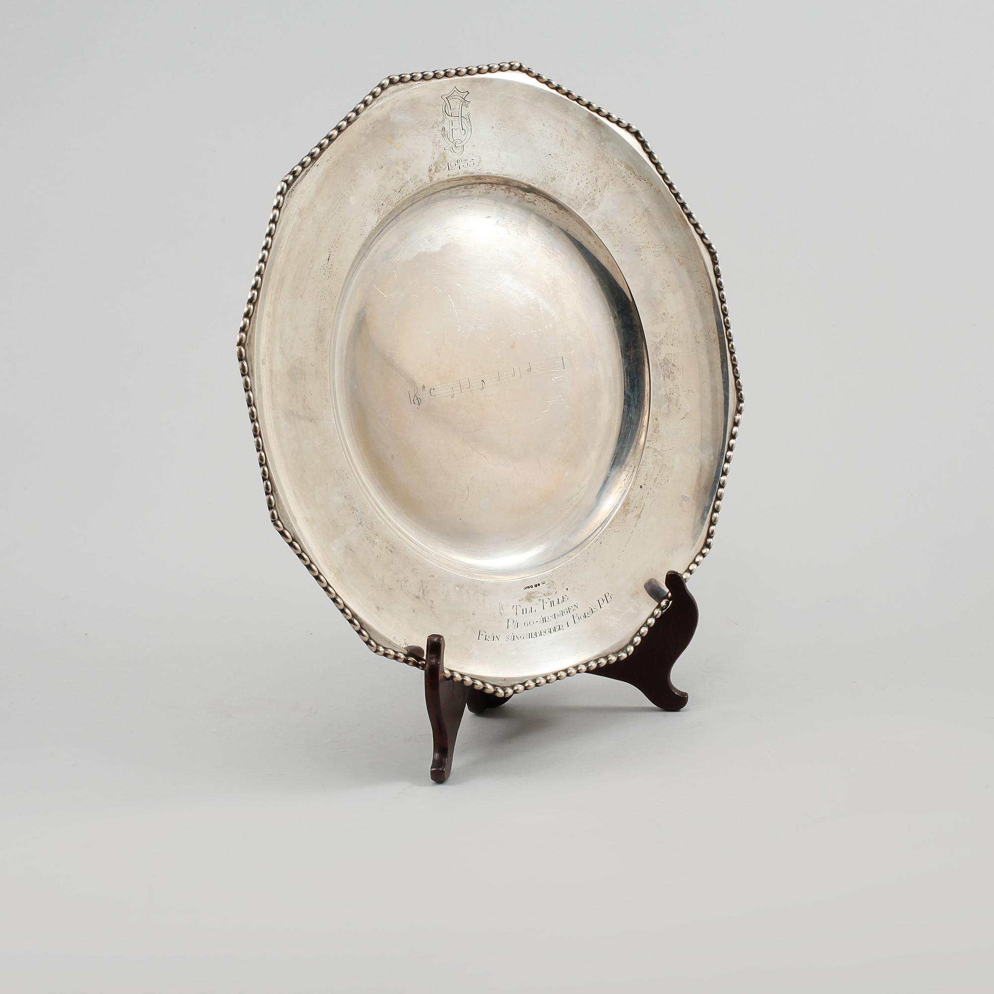 FAT, silver,Wallin & Thorsen, Borås, 1938, vikt 480 gram.