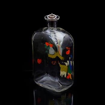 BRÄNNVINSFLASKA, glas Tapio Wirkkala, Iittala 1948.
