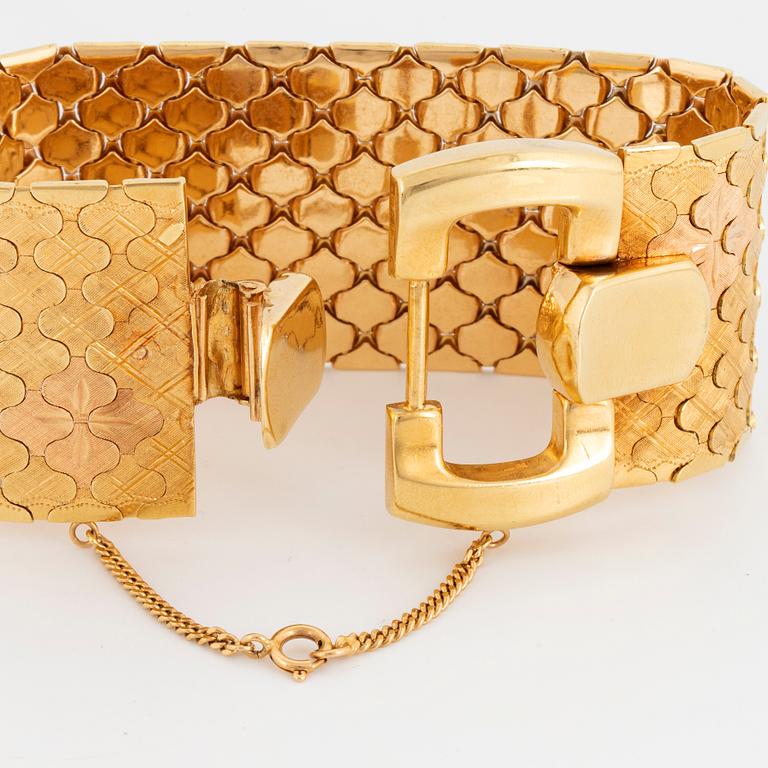 18K three coloured gold bracelet, Italy.