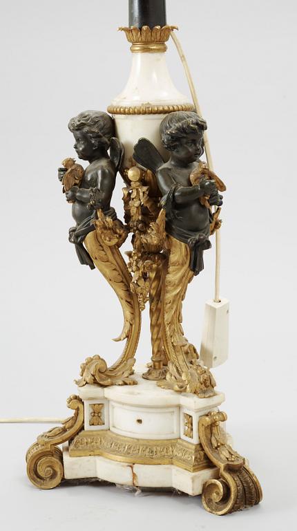GOLVLAMPA, nyrokoko, brons samt marmor, 1800-talets andra hälft.