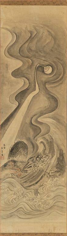 Oidentifierad konstnär, tusch på papper, Japan, 1900-tal.