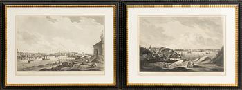 Johan Fredrik Martin,  "Utsigt af Stockholm från Stadens södra sida & "Vue de Stockholm pris de Castelholmen du côté...".