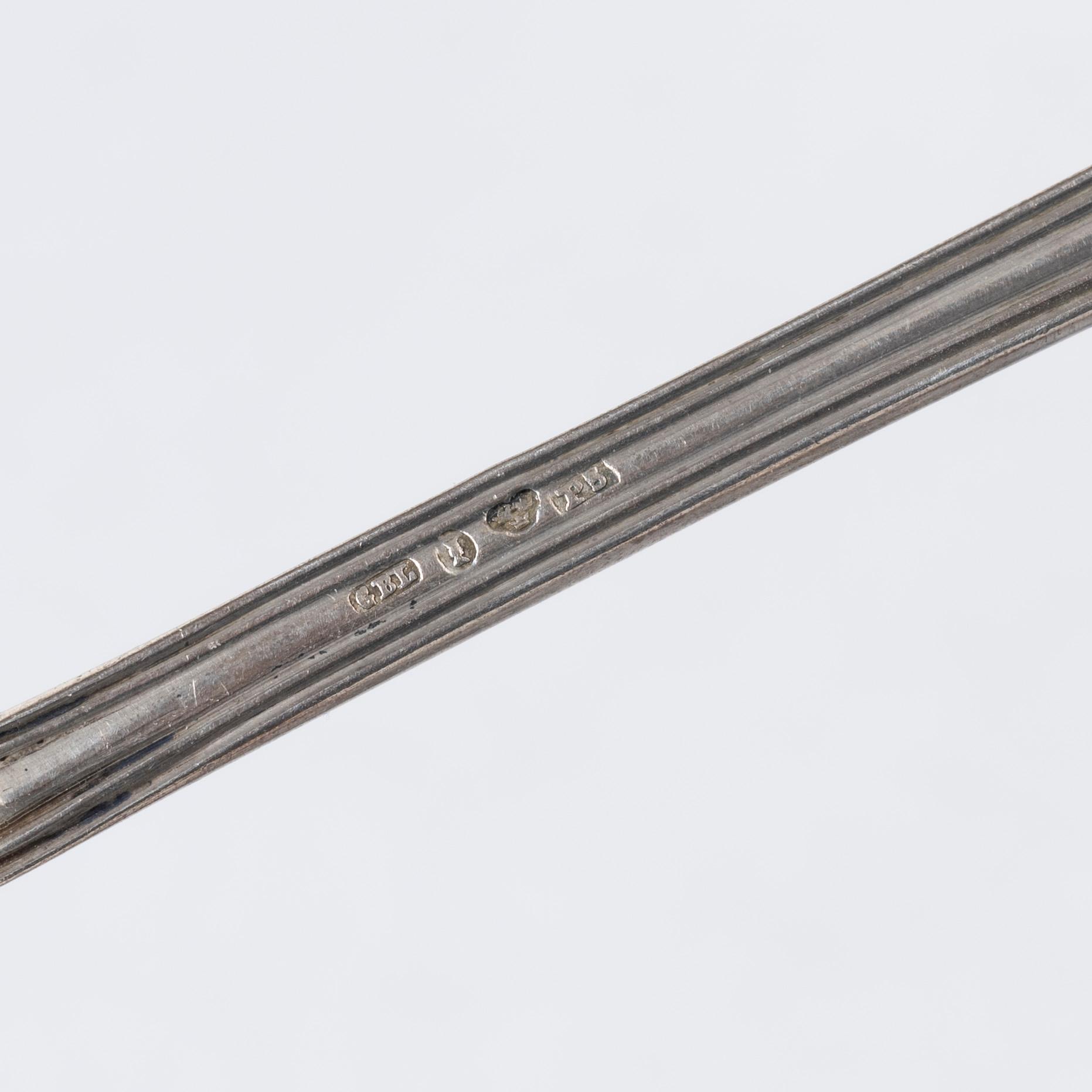 Serveringsbestick, 5 st, silver, bl a Johan Illberg, Viborg 1844.