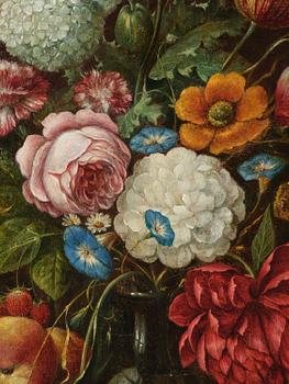 Jan Davidsz. de Heem, after, Still life with flowers, fruits, and a admiral butterfly.