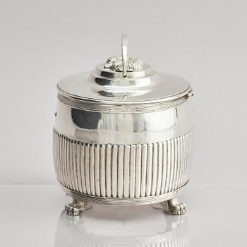 A Swedish early 19th century silver sugar casket, mark of Gustaf Folcker, Stockholm 1818.