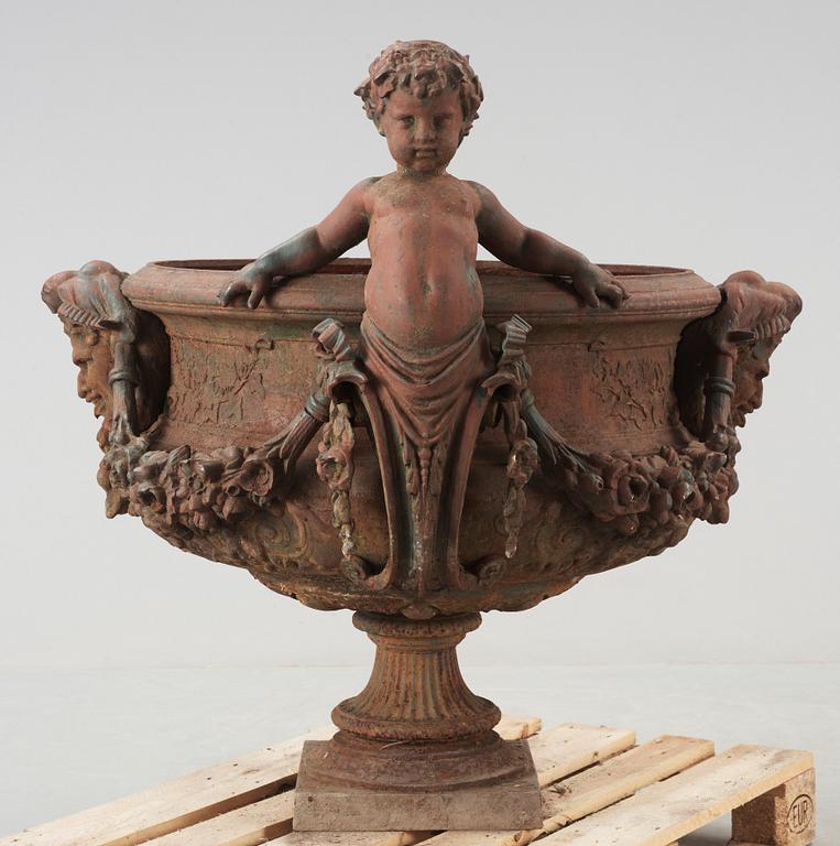 A Swedish 19th Century iron cast garden urn by J & C G Bolinder, Stockholm.