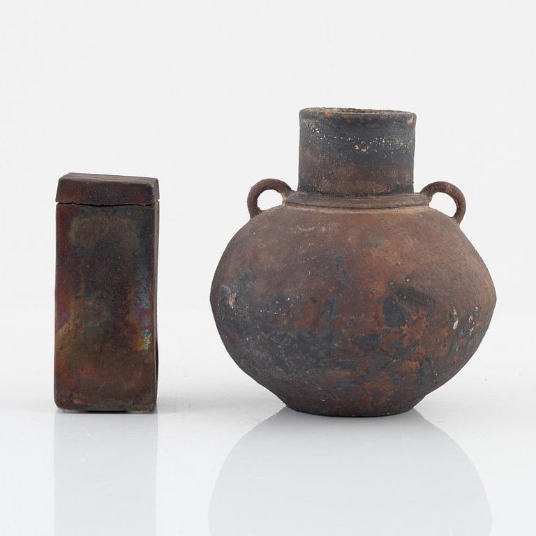 Dan Leonette and Asta Söholt Christensen, lidded box and vase, circa 2000.