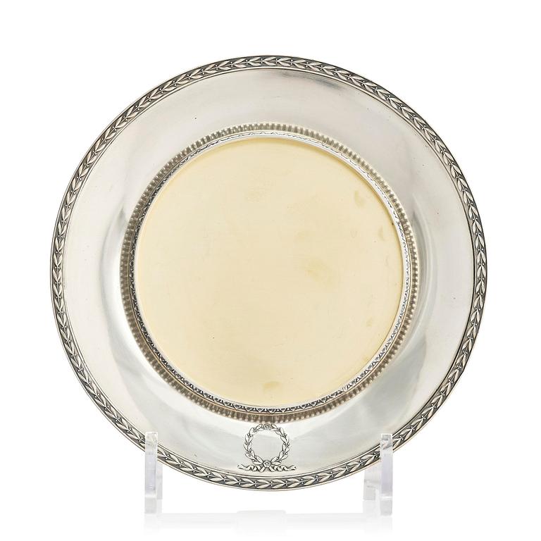 A Swedish parcel-gilt silver coaster, mark of W.A. Bolin, Stockholm 1920.