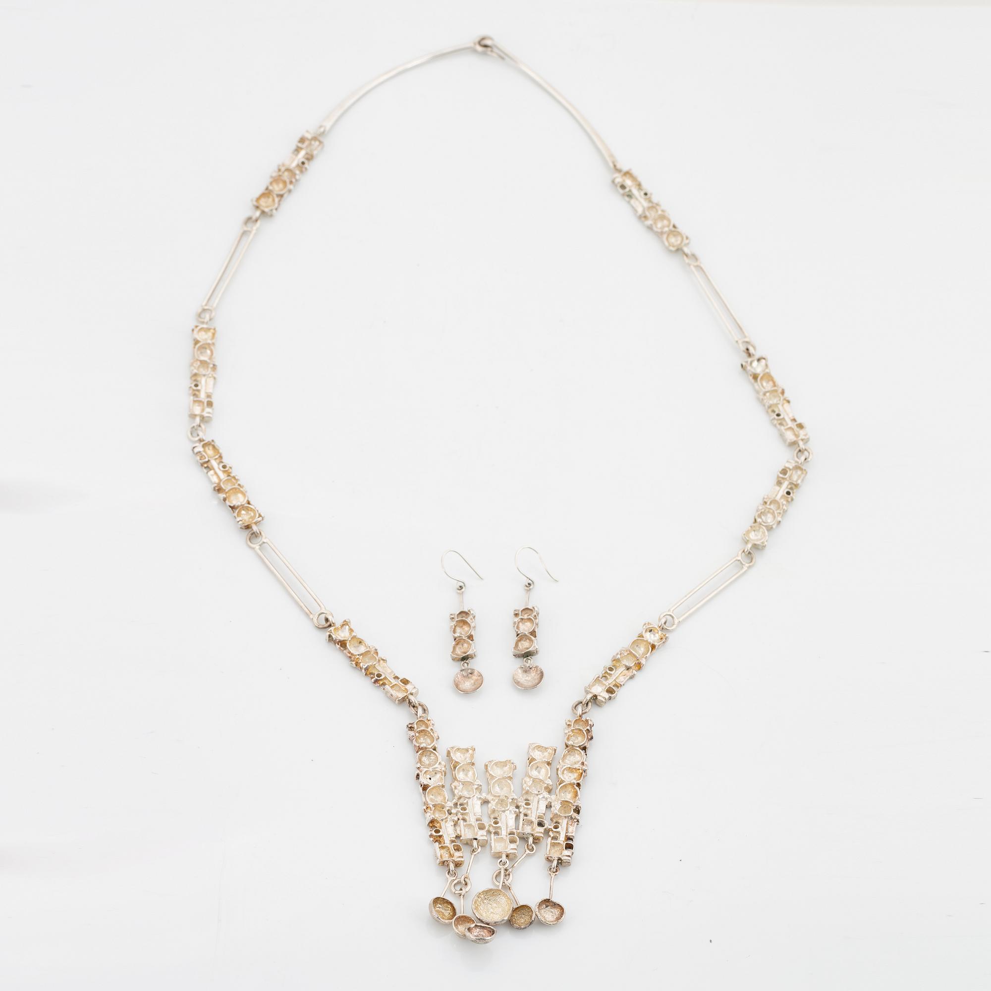 Juhl necklace and earrings sterling  silver.