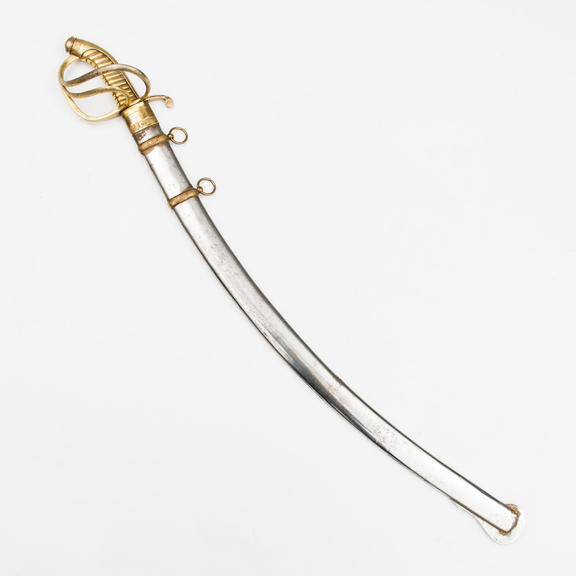 An Imperial Russian model 1827 cavalry award gold sabre.