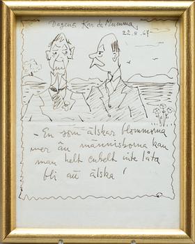 Erik (Kar de Mumma) Zetterström · ERIK (KAR DE MUMMA) ZETTERSTRÖM, teckning, signerad.