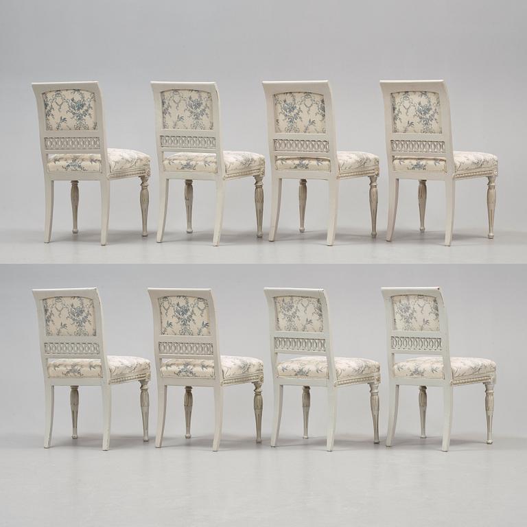 Eight late Gustavian early 19th century chairs.