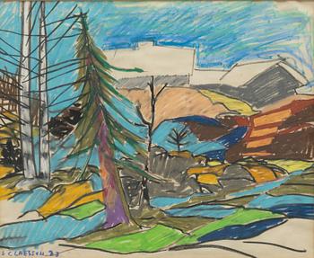 Stig (Slas) Claesson, Landscape with spruce.