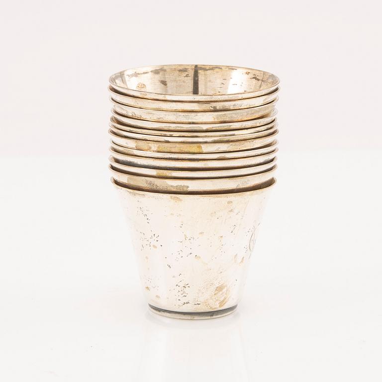 Punschmuggar 12 st silver MGAB Uppsala 1940/50-tal.