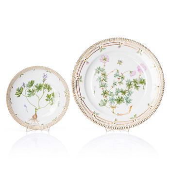 358. Two Royal Copenhagen 'Flora Danica' dishes, Denmark, 20th Century.