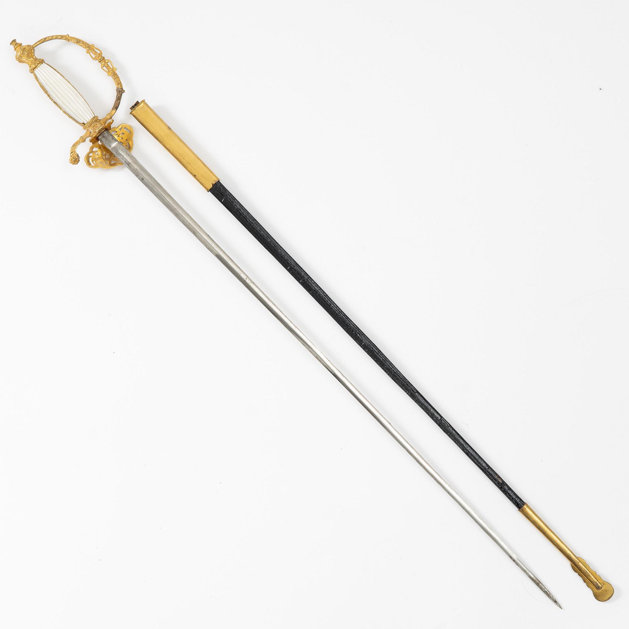 Official's sword, Swedish, 19th century, with scabbard.