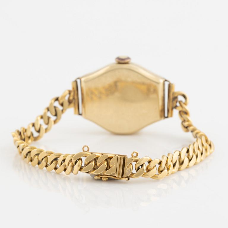 Glycine, wristwatch 14K gold, bracelet 18K gold, 21 mm.