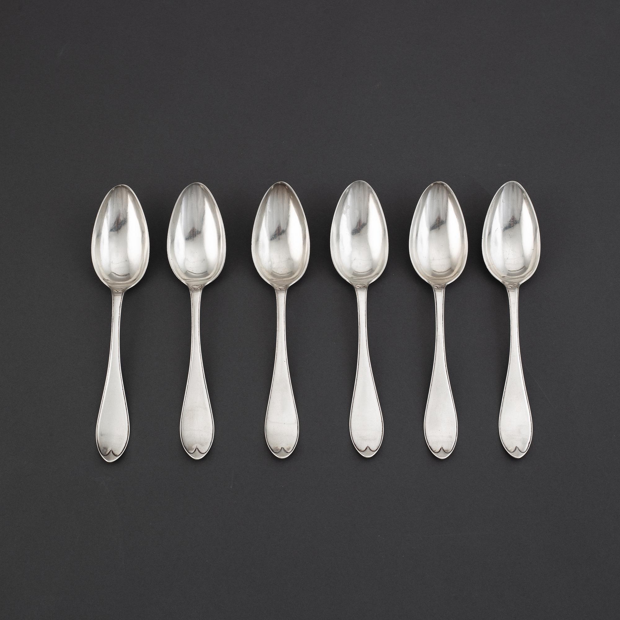 Lars Magnus Holm, matskedar 6 st, silver, Kristianstad 1822.