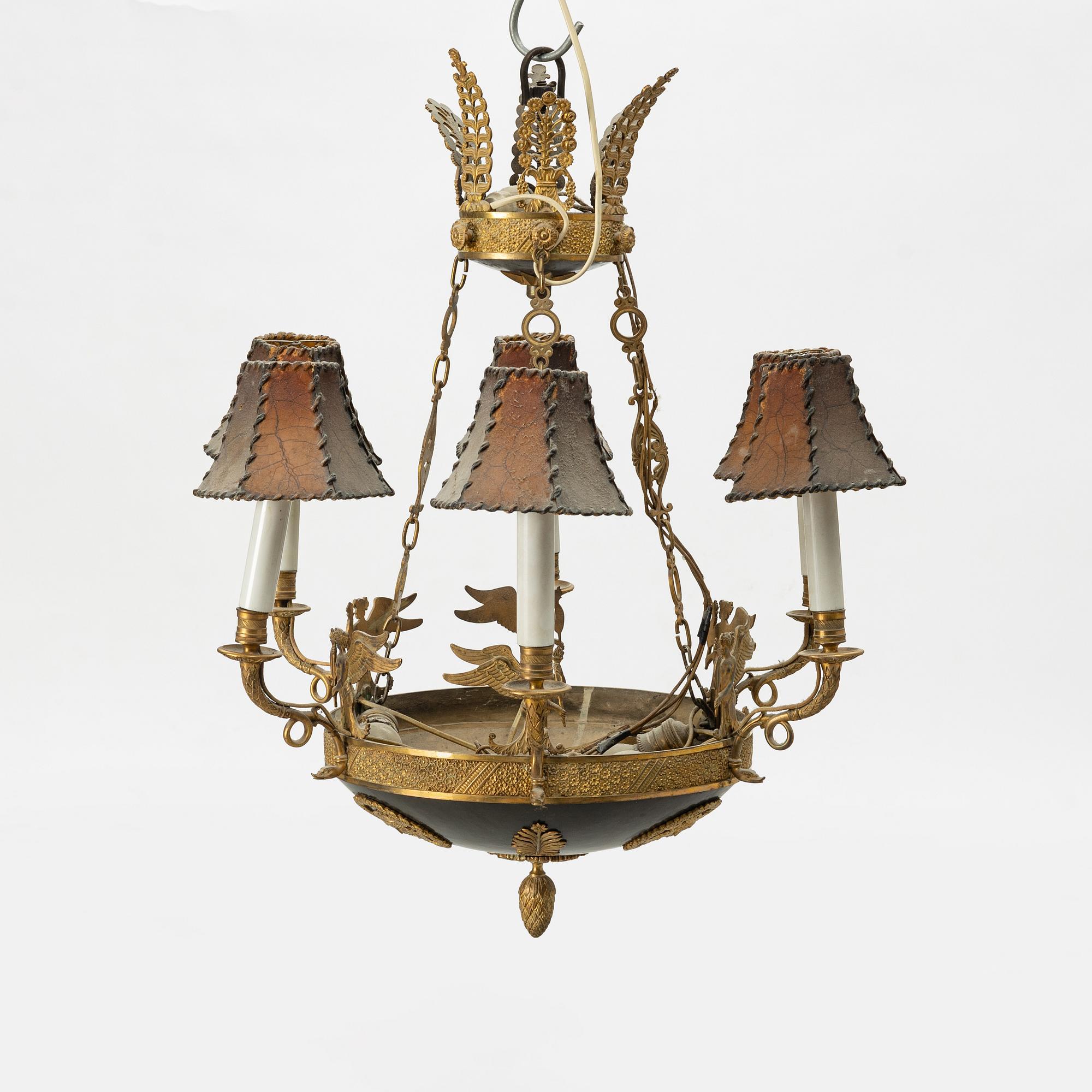 Hanging lamp, Empire style, circa 1900.