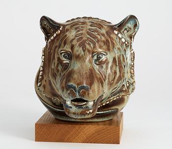 A Gunnar Nylund stoneware figure of a tiger's head, Rörstrand.