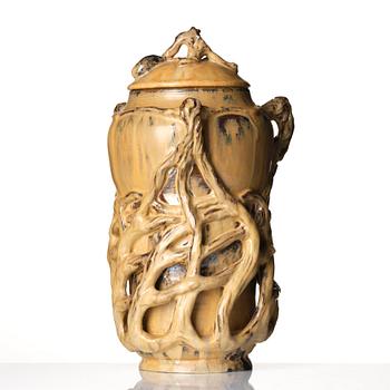 Nils Emil Lundström, an Art Nouveau glazed ceramic lidded jar, Rörstrand, Sweden, early 20th century.