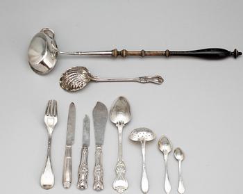 PARTI BESTICK, silver. Bl a Samuel (Sam.)Pettersson, Lindköping, 1882. 1800-tal. Totalvikt ca 1200 g.