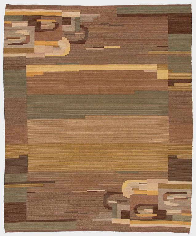 Greta Skogster-Lehtinen, hårgarnsmatta, tillverkare Aaltonens Mattväveri Kiikka 1930-tal. Ca. 360 x 300 cm.