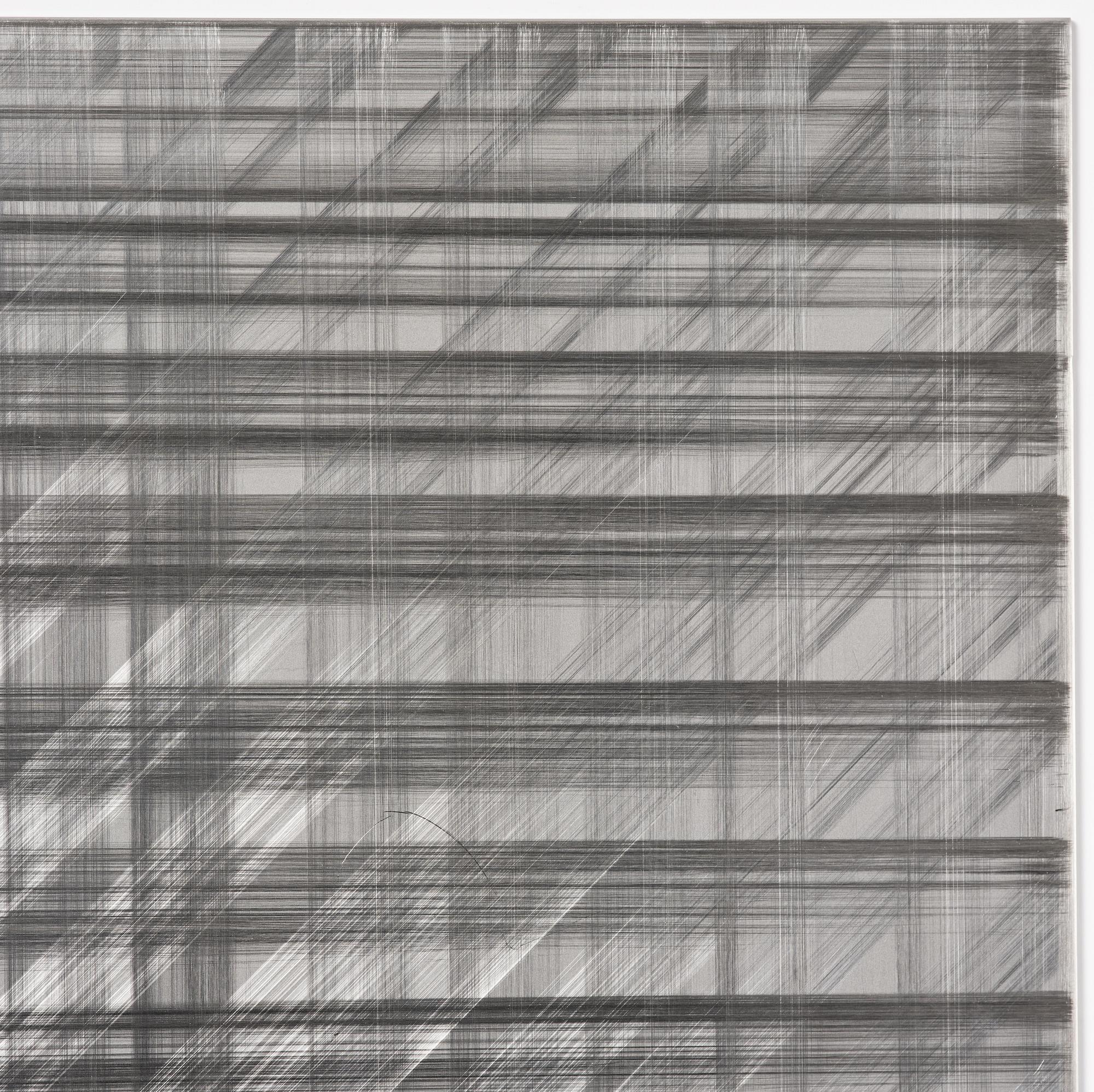Sophie Tottie, "White Lines (steel drawing) rattan texture".