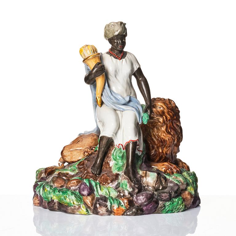 A Royal Copenhagen allegorical figure of Africa, Denmark, late 19th Century.