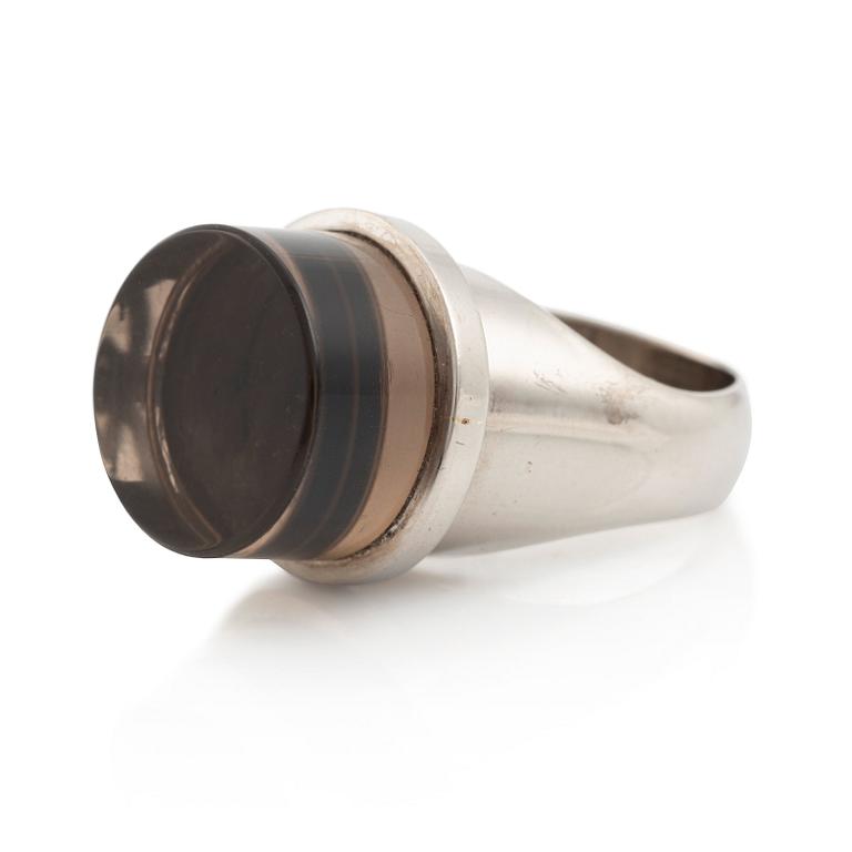 Sigurd Persson, ring 18K white gold with smoky quartz, Stockholm 1963.