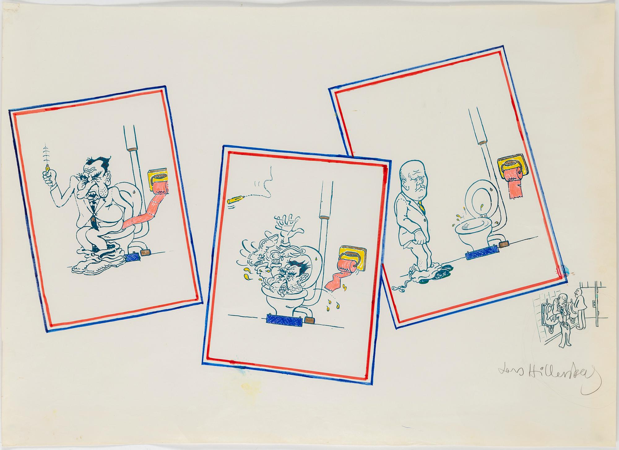LARS HILLERSBERG, mixed media on paper signed.