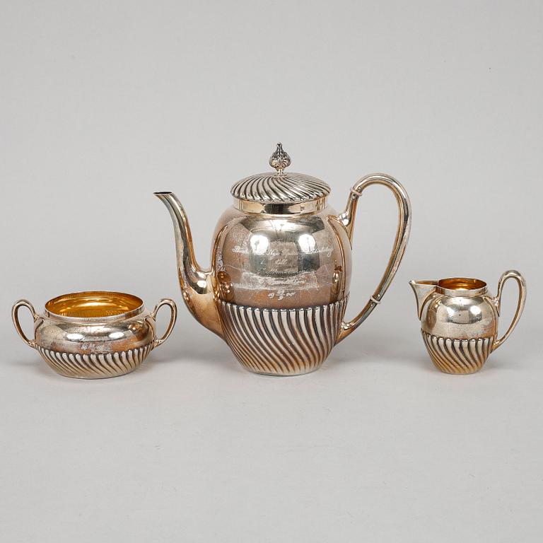 Carl August Björklund, kaffeservis, 3 delar, silver, Stockholm 1900.