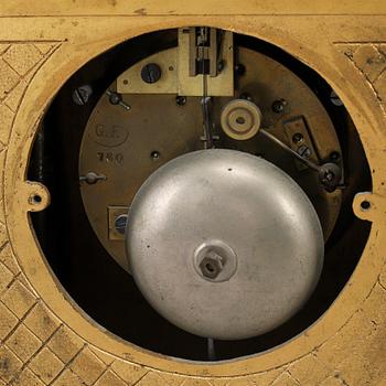 A late 19th Century bronze and porelain mantel clock.