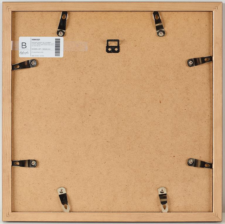 Ann-Mari Lindbom, gift Forsberg, A TEXTILE, "Bilöpare", a tapestry variant, ca 27,5 x 30 cm, signed AMF, framed (with the frame ca 44 x 43,5 cm).