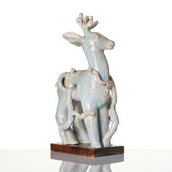Stig Lindberg, a stoneware sculpture of a deer, Gustavsberg studio, Sweden 1940's.