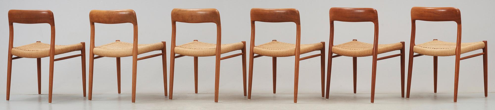 NIELS OLE MØLLER, stolar, 6 st, JL Møller, Højberg, Danmark 1950-60-tal.