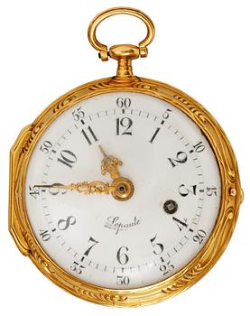 1113. A French 18th century pocket watch by Lepaute, dial face marked "Lepaute" clockwork marked "Lepaute No 428 au Luxembourgs".